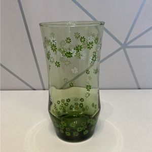 Libbey Crazy Daisy Spring Blossom Green Tall Tumbler / Drinking Glass